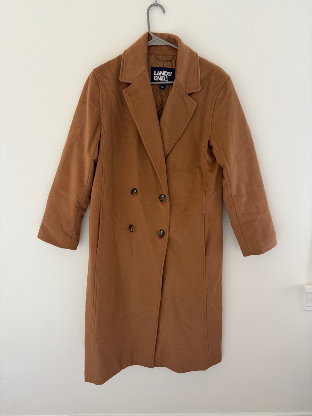 Lands' End Quilted-Lined Wool-Blend Coat in Camel